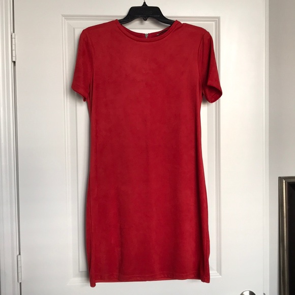 Zara Red Suede Dress - Picture 2 of 7